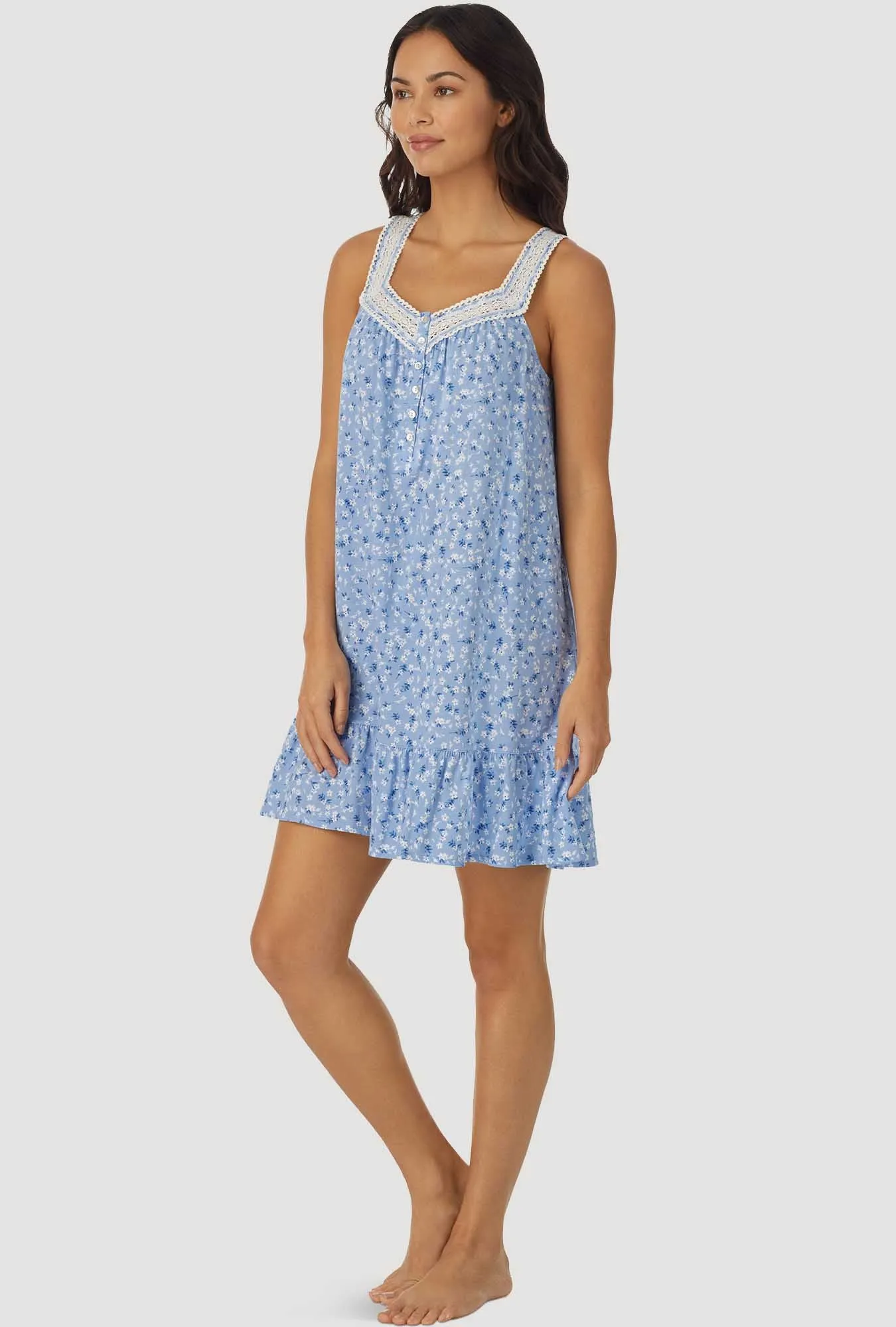 Blue Ditsy Floral Sleeveless Chemise