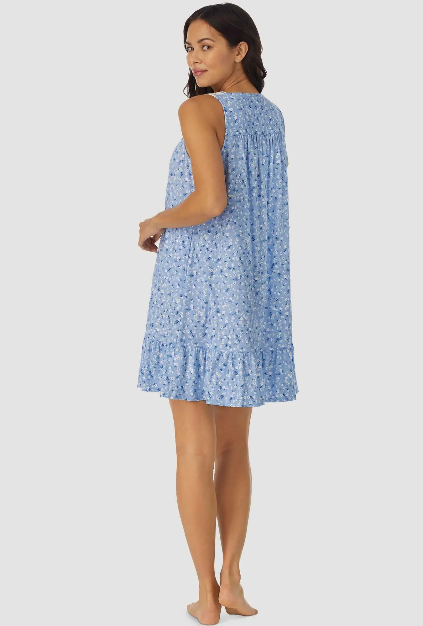 Blue Ditsy Floral Sleeveless Chemise