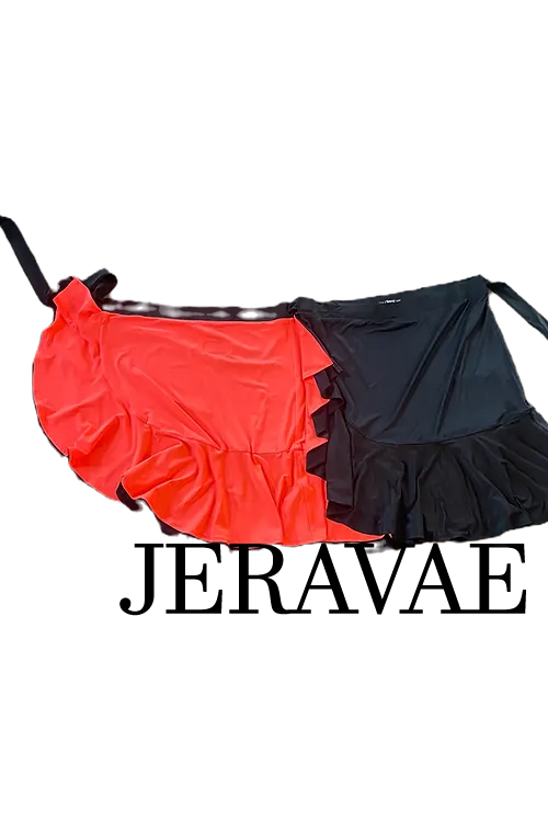 Body Positive Drest Couture Reversible Black or Neon Coral Latin Practice Wrap Skirt with Tie Straps US Sizes 4-22 PRA 1035 in Stock