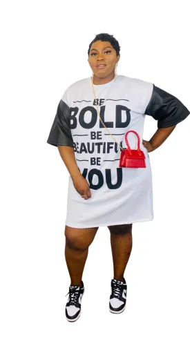 Bold & Beautiful T-shirt Dress (White)