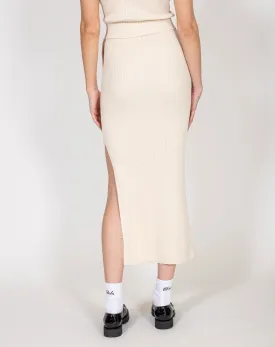 BRUNETTE THE LABEL PENELOPE RIB KNIT MAXI SKIRT - CREAM