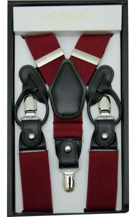 Burgundy Convertible Suspender Clip & Button