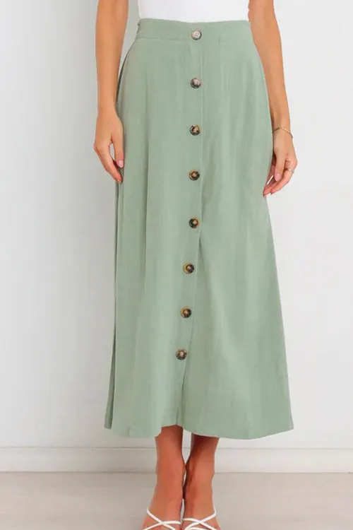 A-Line Long Skirt with Buttoned Pockets