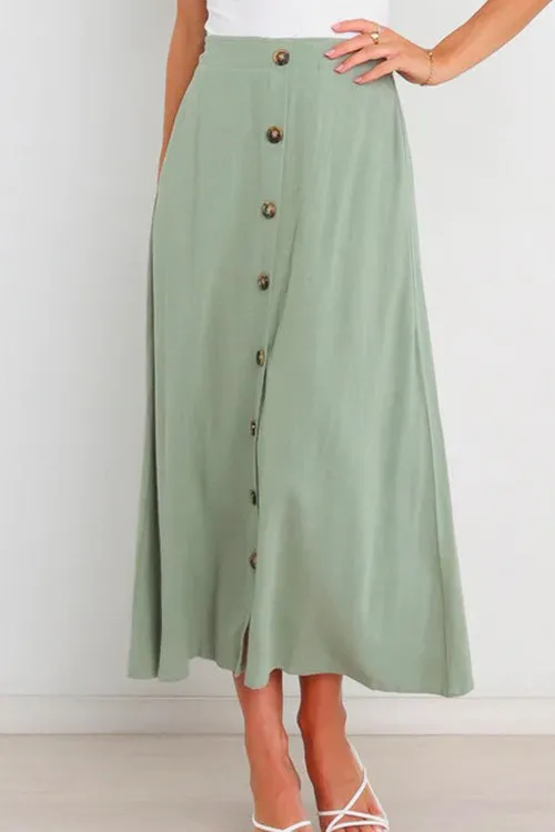 A-Line Long Skirt with Buttoned Pockets