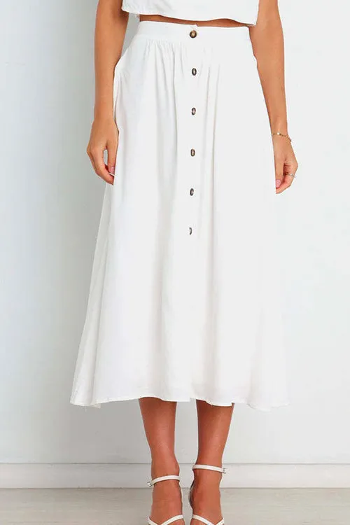 A-Line Long Skirt with Buttoned Pockets