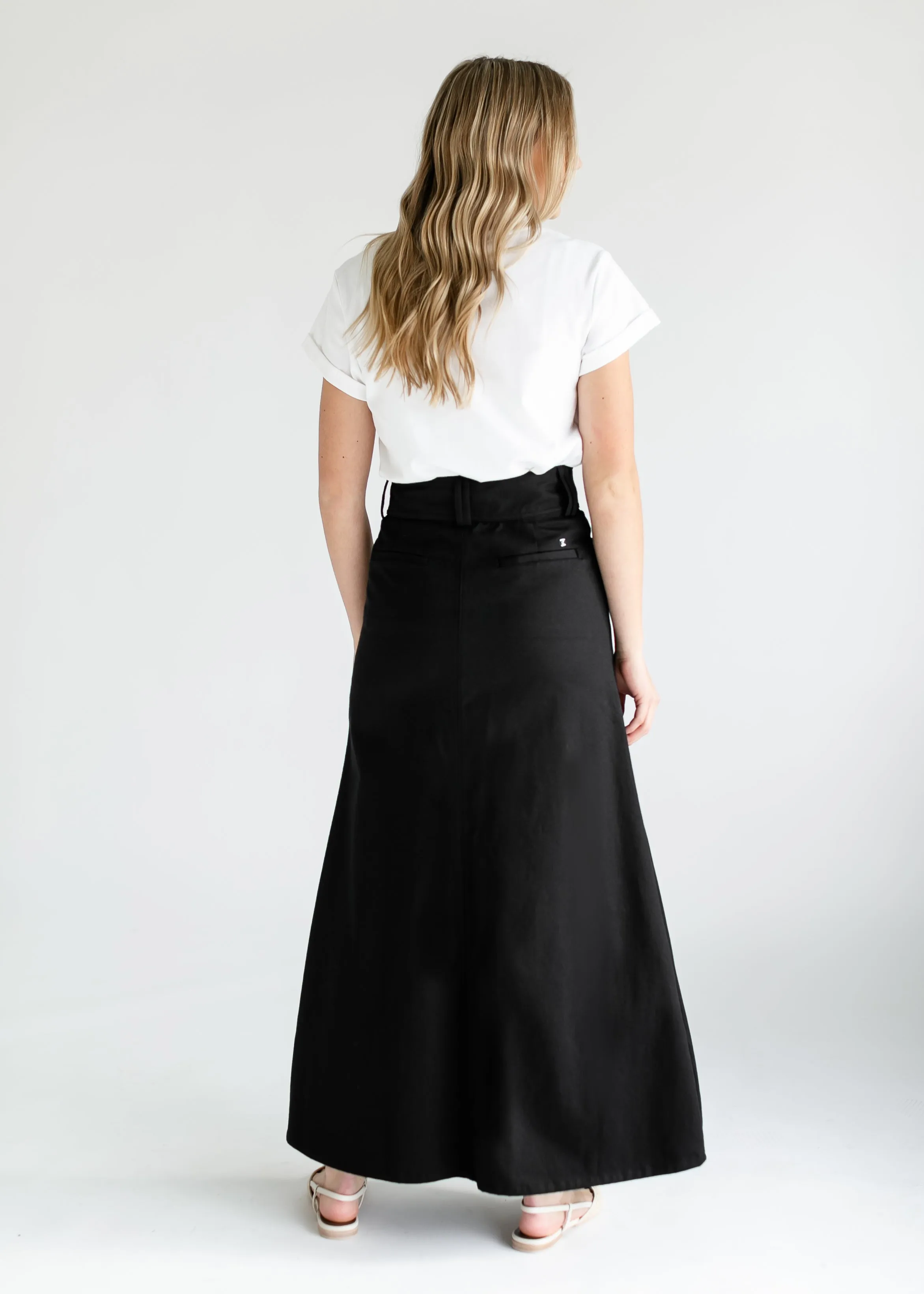 Camellia A-Line Cotton Twill Maxi Skirt