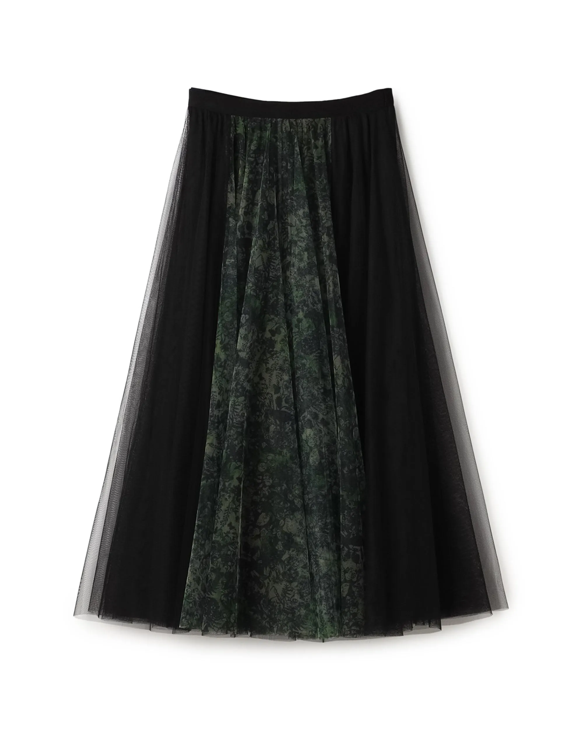 Camo N Floral Mesh Maxi Skirt