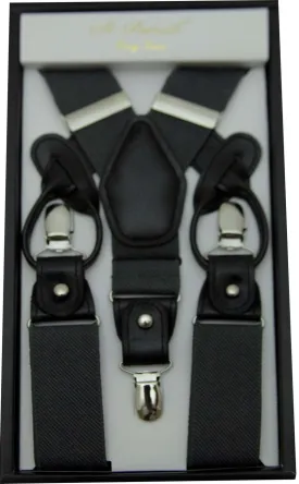 Charcoal Convertible Suspender Clip & Button