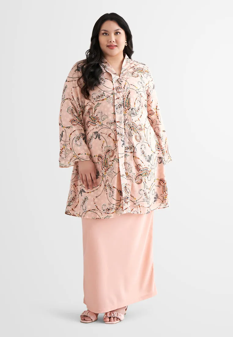 Che Printed Chiffon Kebaya Set - Pink