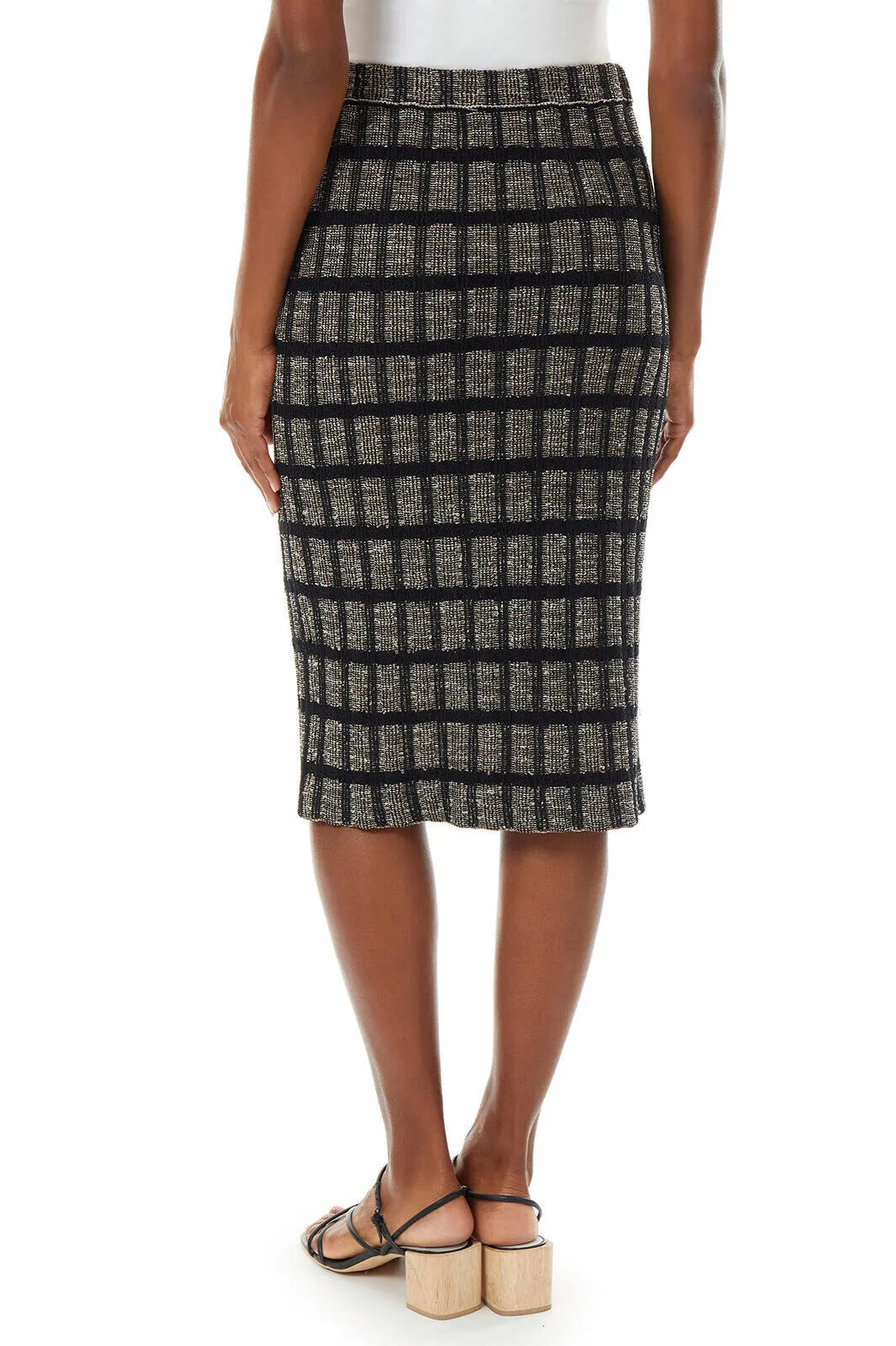 Check Tweed Knit Pencil Skirt