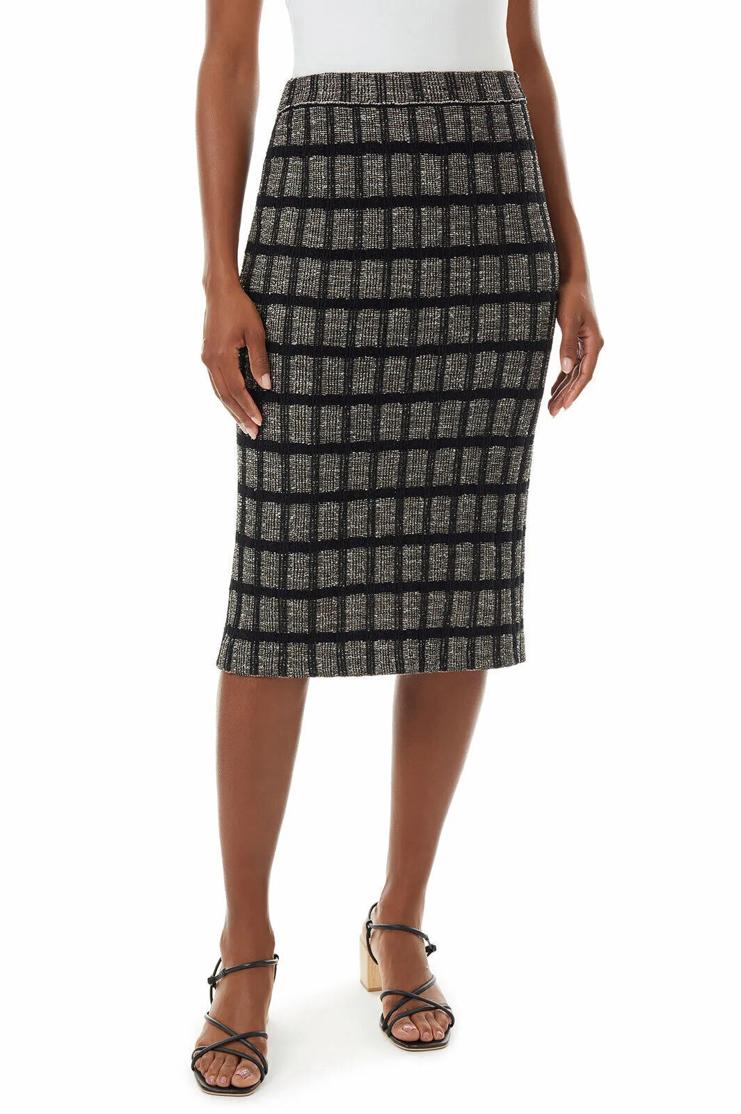 Check Tweed Knit Pencil Skirt