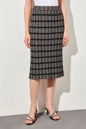 Check Tweed Knit Pencil Skirt