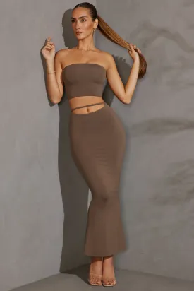 Cut Out Maxi Skirt in Taupe