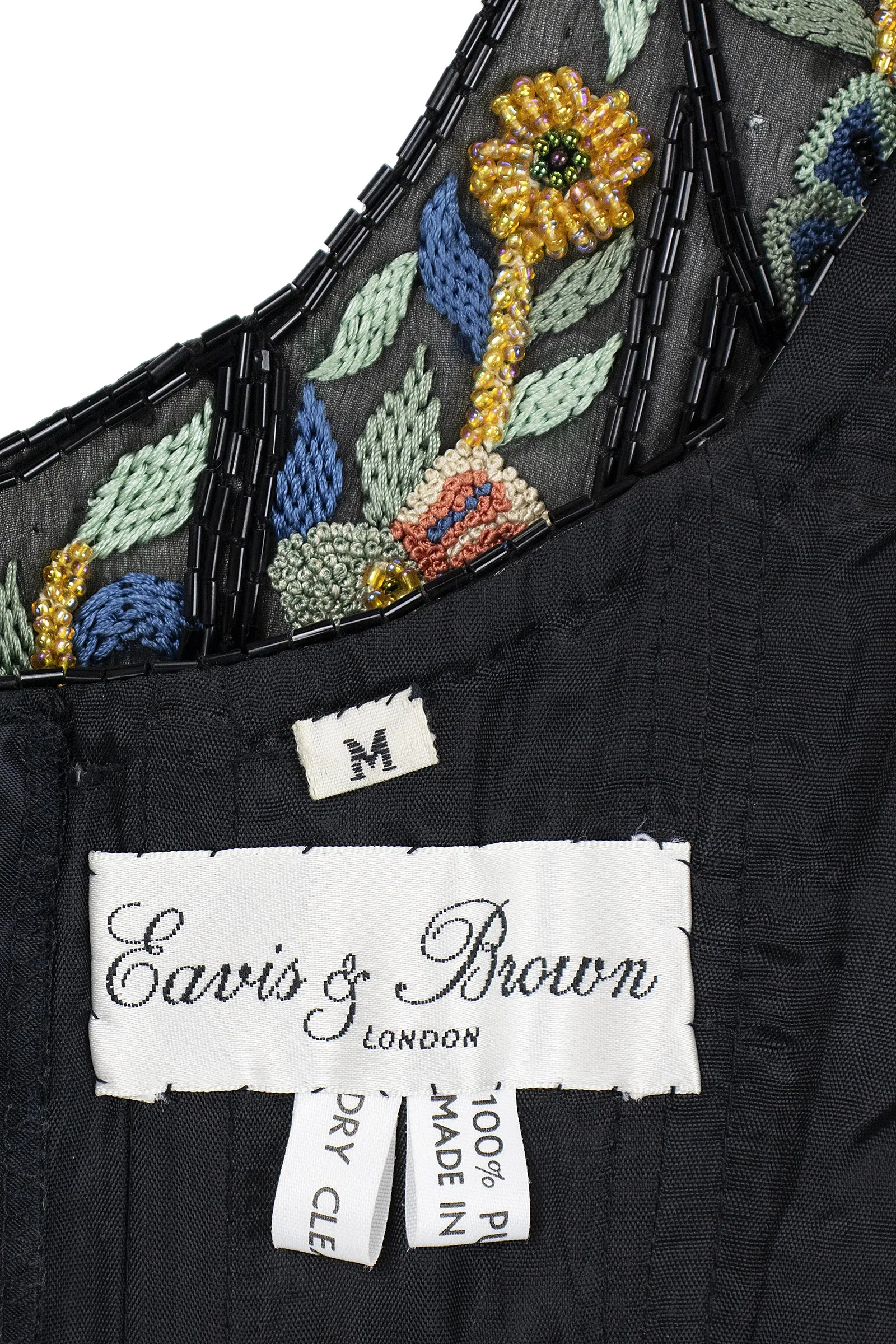 EAVIS & BROWN 1990s Floral & Peacock Corset, Chiffon Skirt