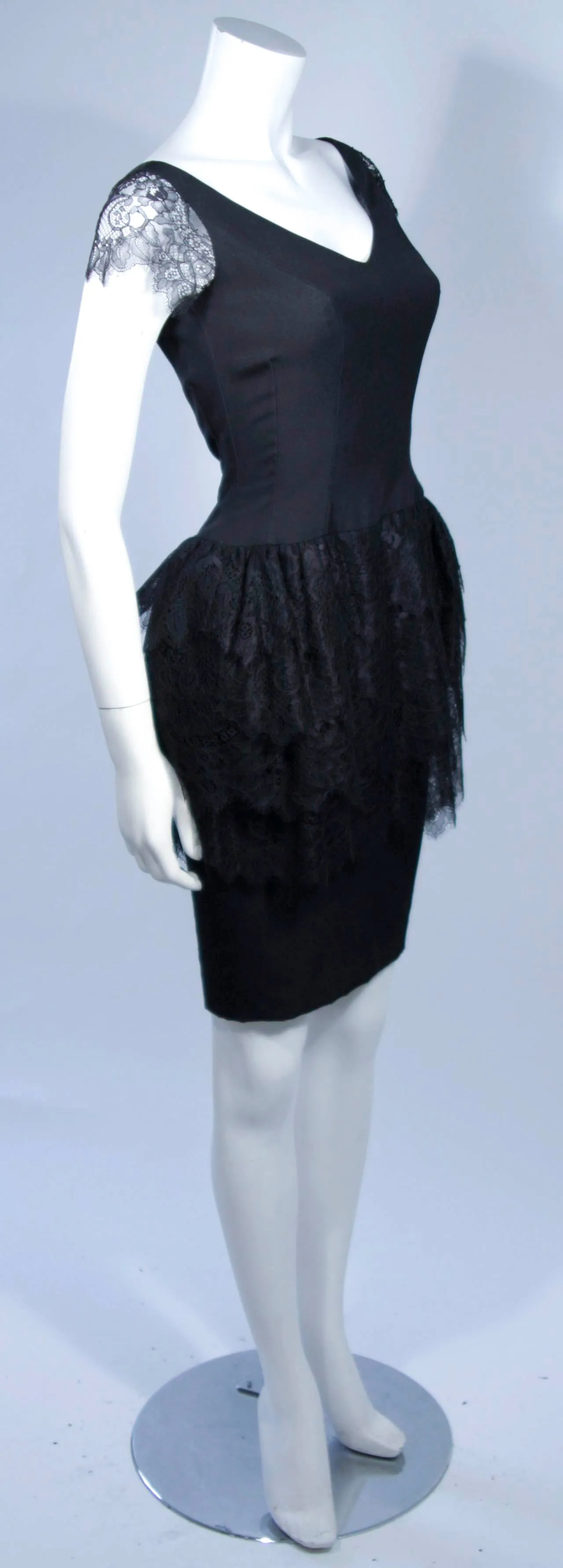 ELIZABETH MASON COUTURE Fitted Silk and Lace Cocktail Dress