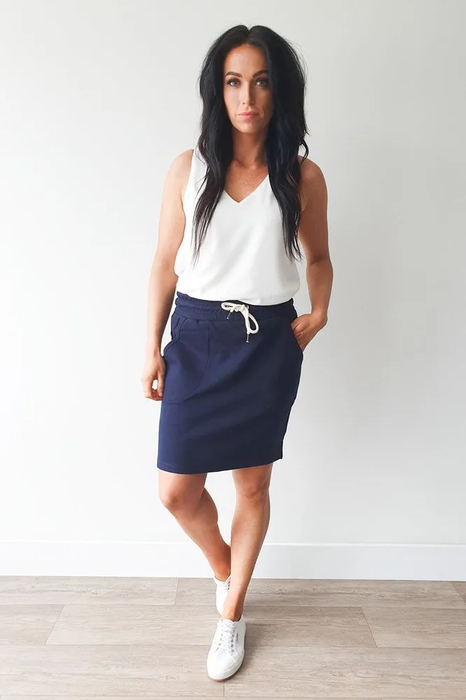 Womens Elm Matilda Navy Midi Skirt - Elegant and Versatile Womens Fashion