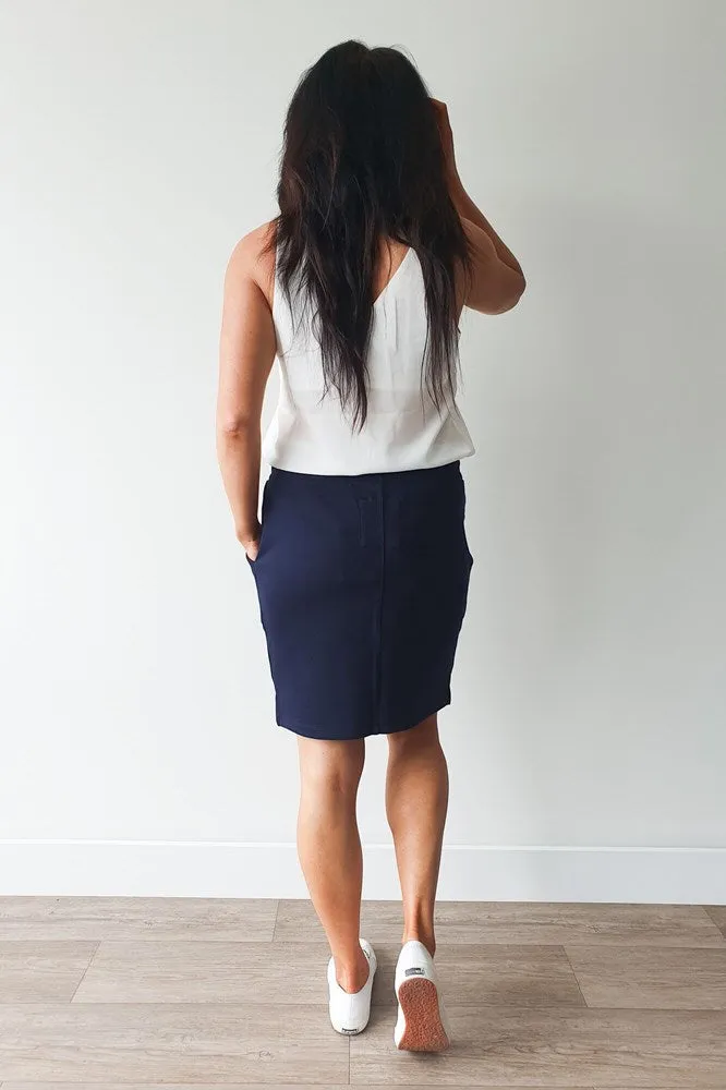 Womens Elm Matilda Navy Midi Skirt - Elegant and Versatile Womens Fashion