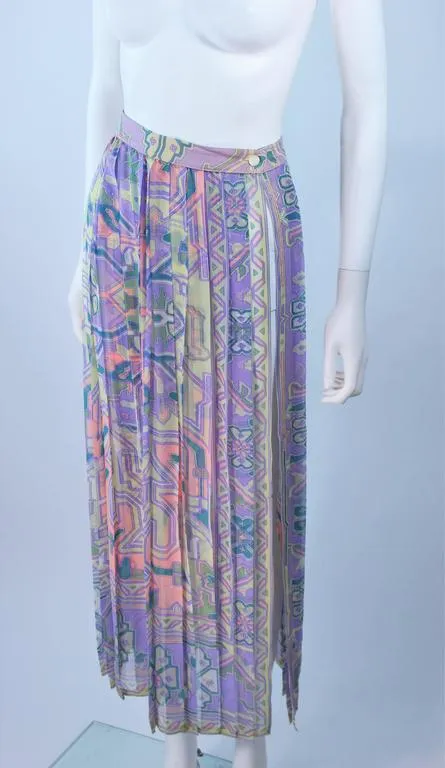 EMANUEL UNGARO Sheer Patterned Pleated Skirt Size 4