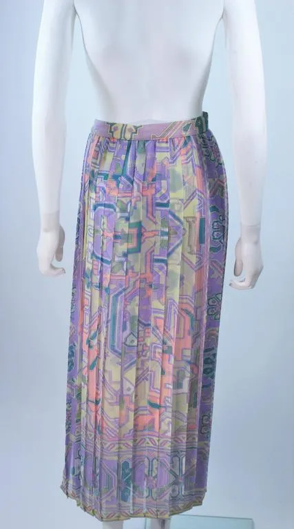 EMANUEL UNGARO Sheer Patterned Pleated Skirt Size 4