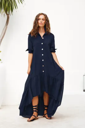 Erika Pena Eva Shirt Dress in Navy