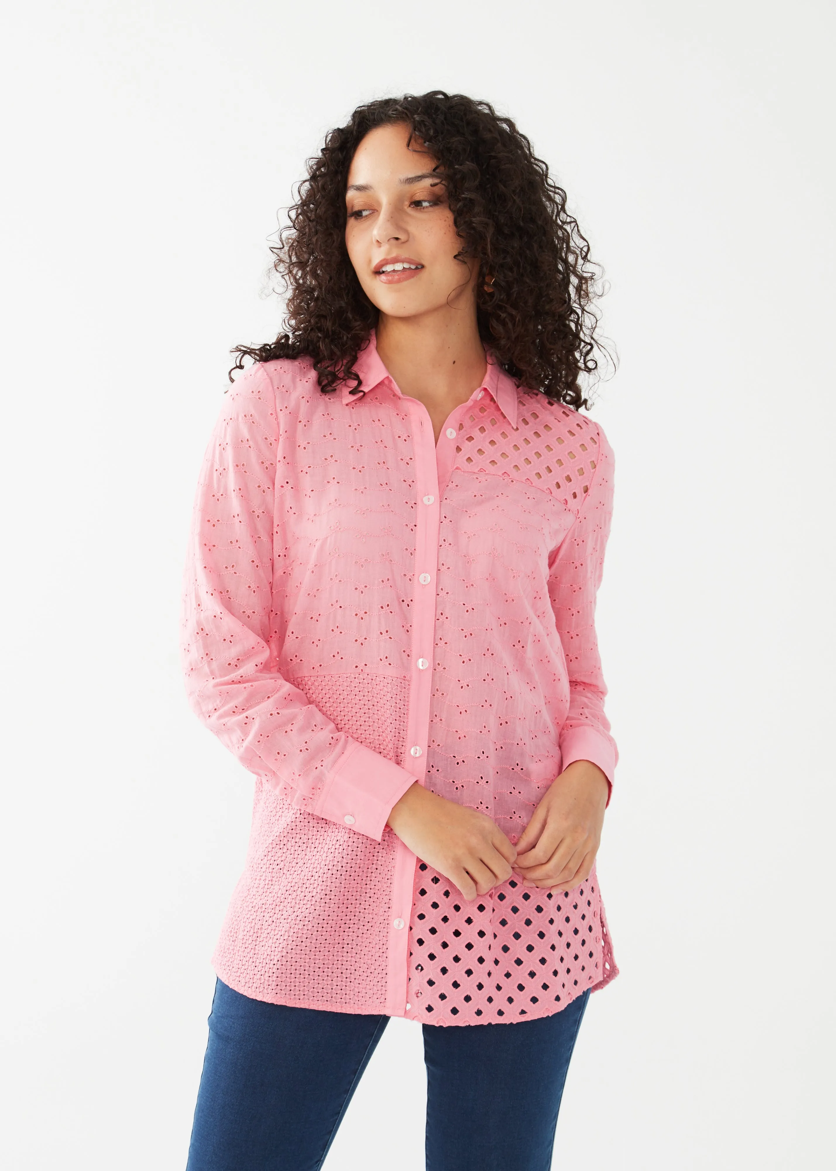 FDJ Patchwork Eyelet Tunic Shirt