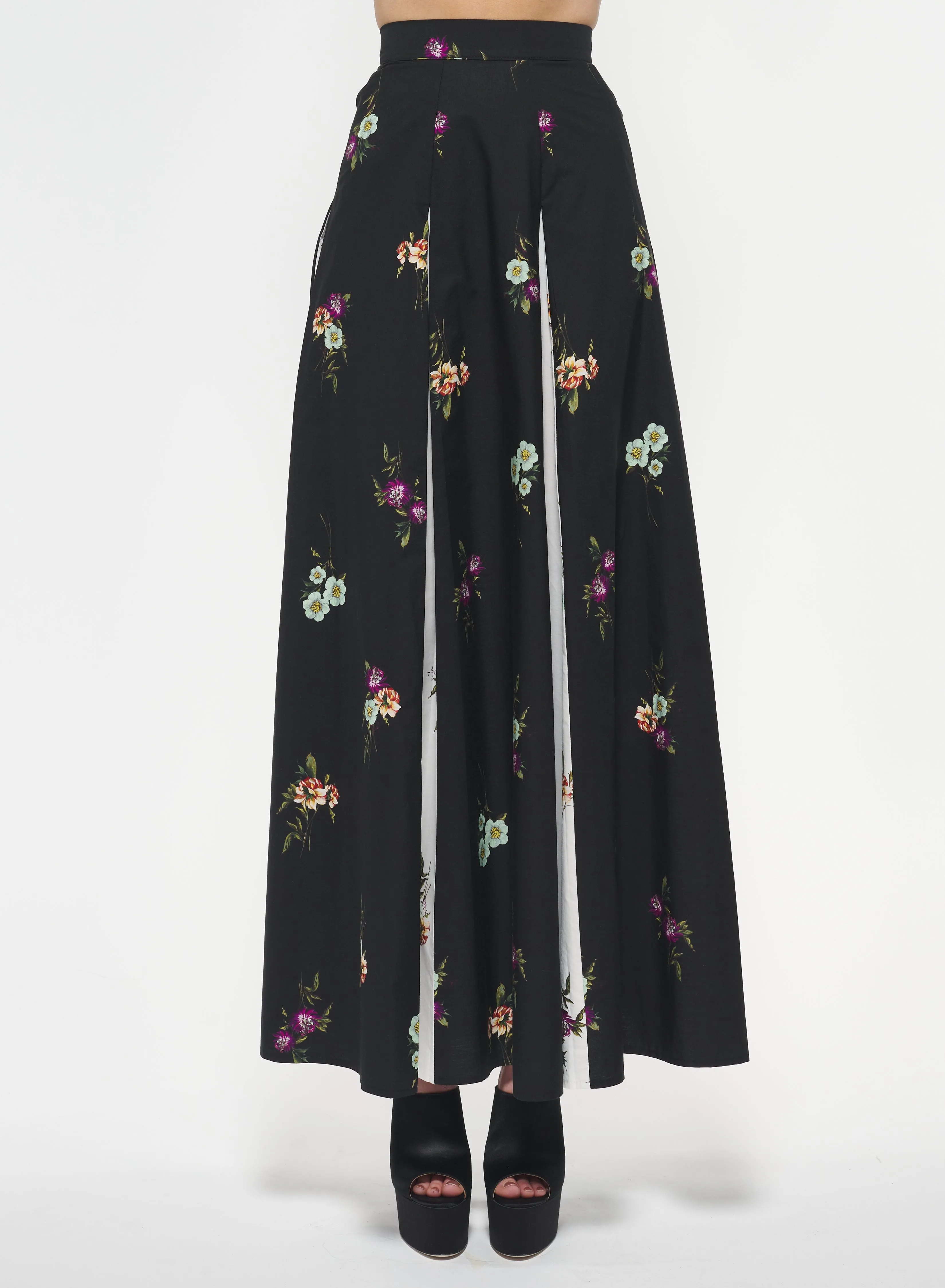 Floral Print Poplin Skirt