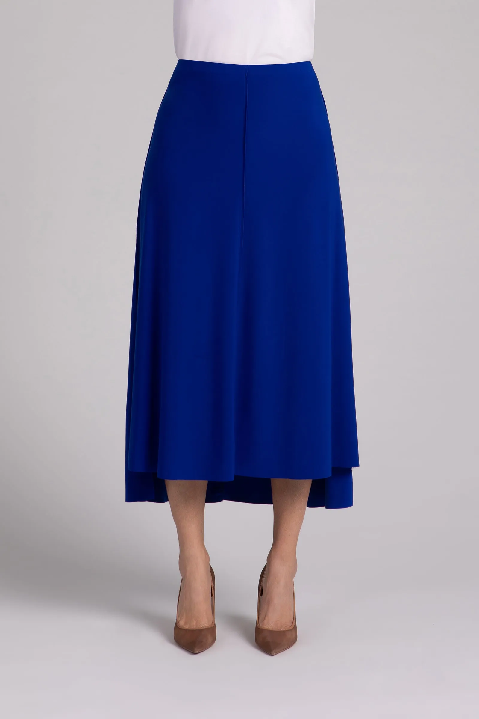 Flounce A-Line Midi Skirt | Lapis