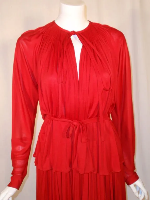 GEOFFREY BEENE Red Jersey Knit 3 Pc Skirt, Top, and Wrap Ensemble