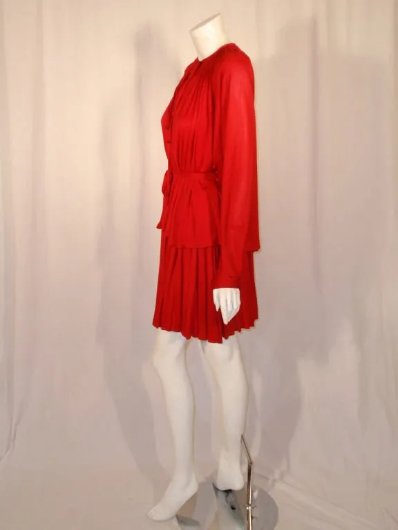 GEOFFREY BEENE Red Jersey Knit 3 Pc Skirt, Top, and Wrap Ensemble