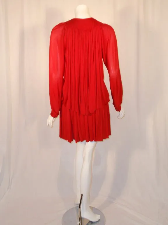 GEOFFREY BEENE Red Jersey Knit 3 Pc Skirt, Top, and Wrap Ensemble