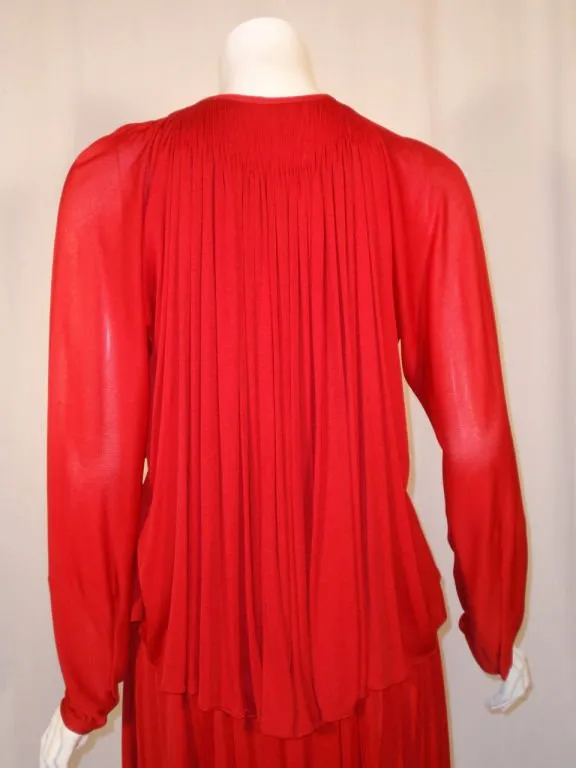 GEOFFREY BEENE Red Jersey Knit 3 Pc Skirt, Top, and Wrap Ensemble