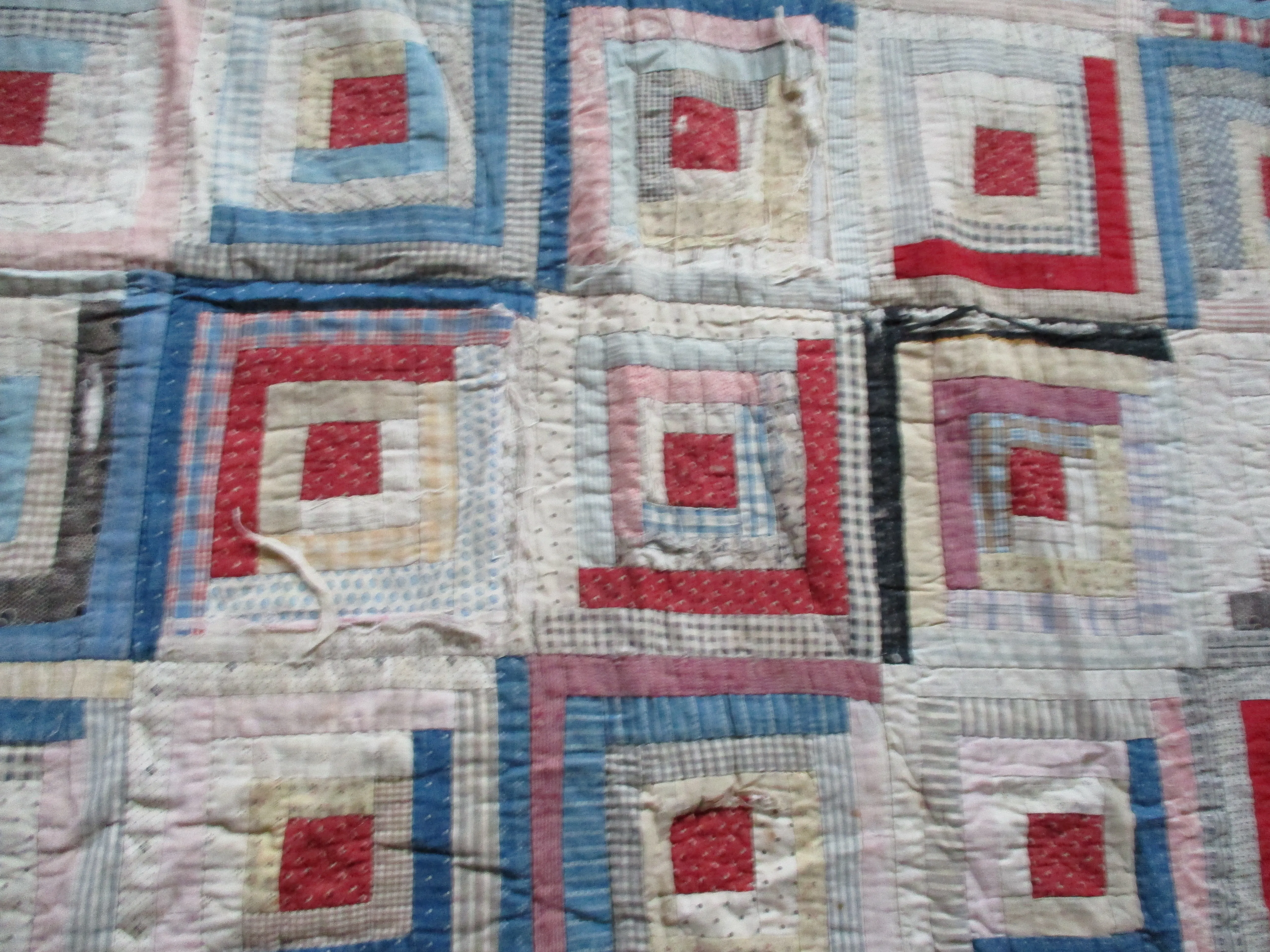 Handmade Vintage Antique AMISH QUILT Blanket Throw Bedspread 77" Multi