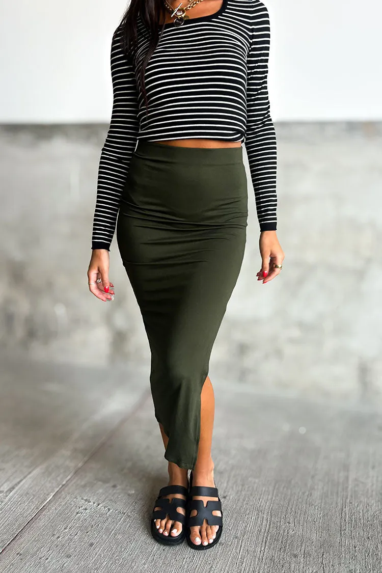 Harlow Midi Skirt - Olive