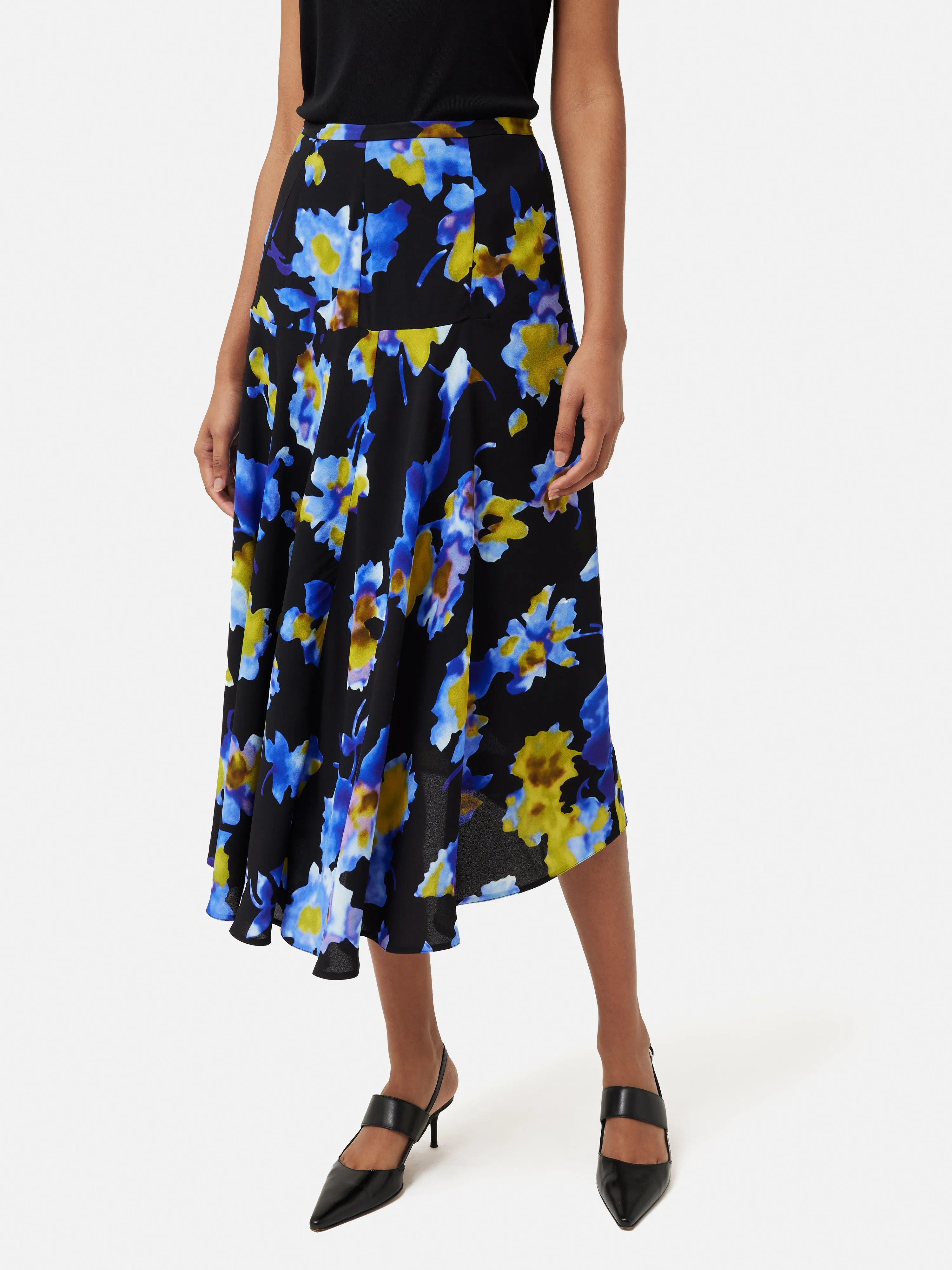 Haze Floral Crepe Skirt | Blue