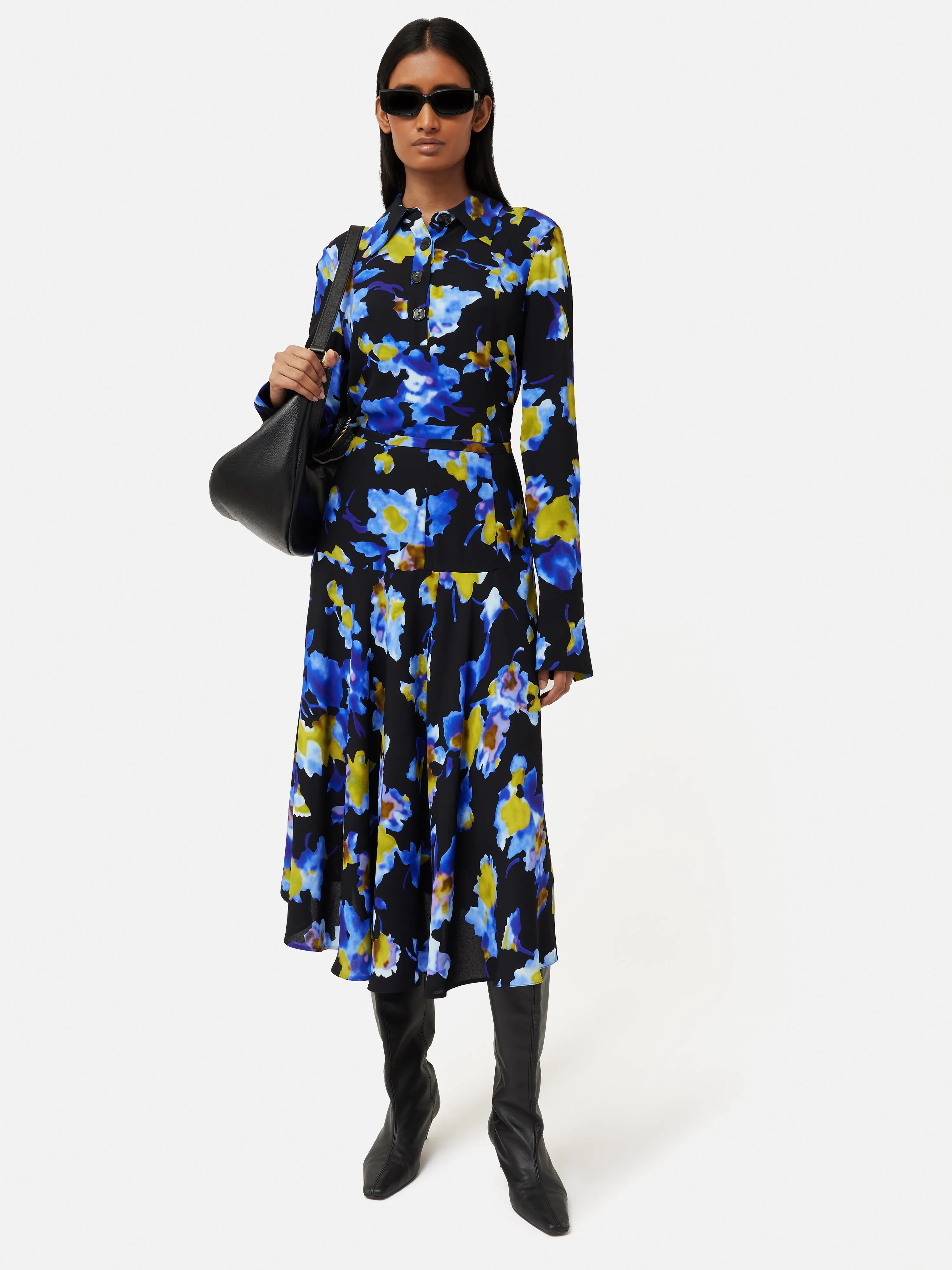 Haze Floral Crepe Skirt | Blue