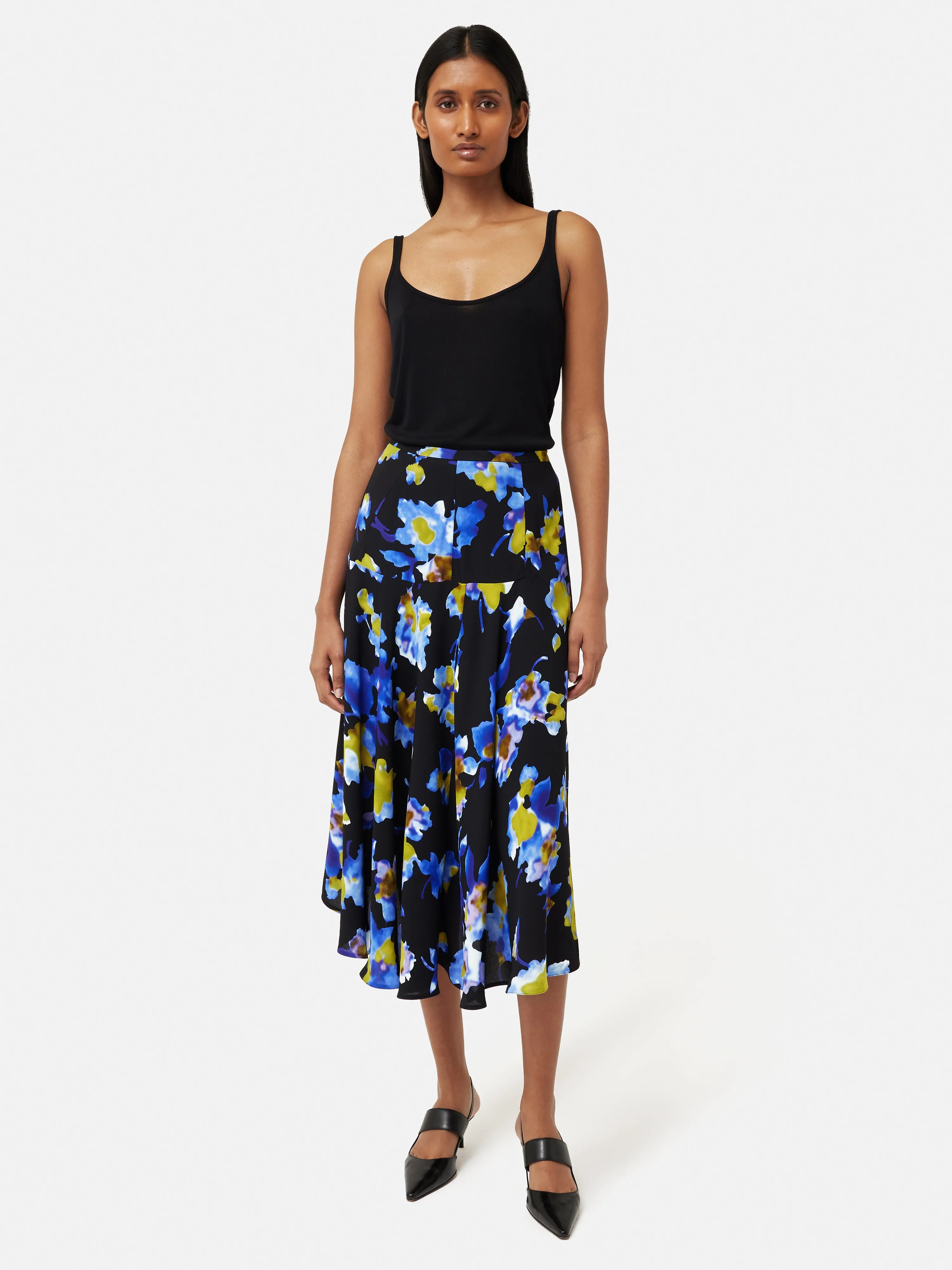 Haze Floral Crepe Skirt | Blue