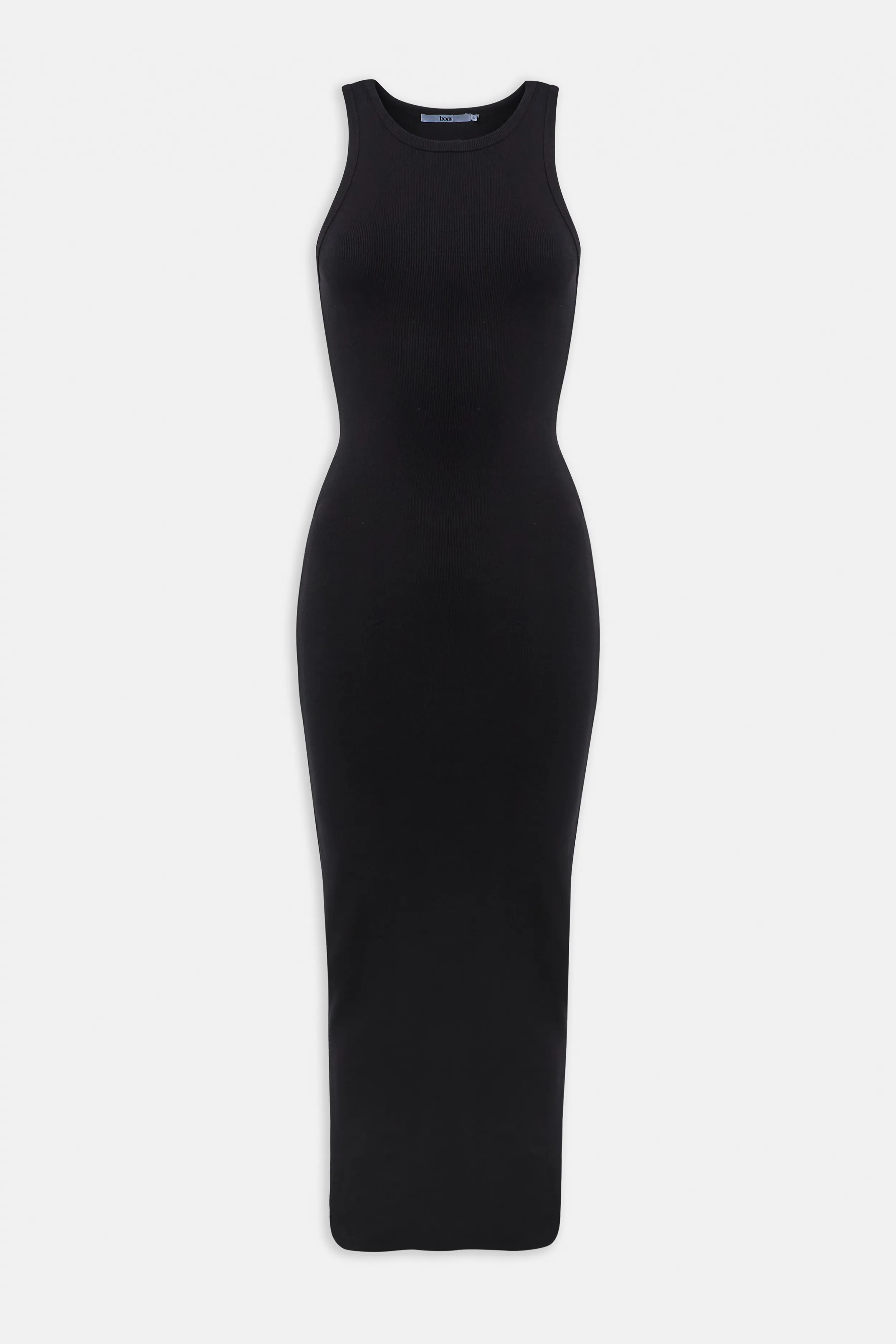 Heavy Ribbed Racer Maxi Dress - Black