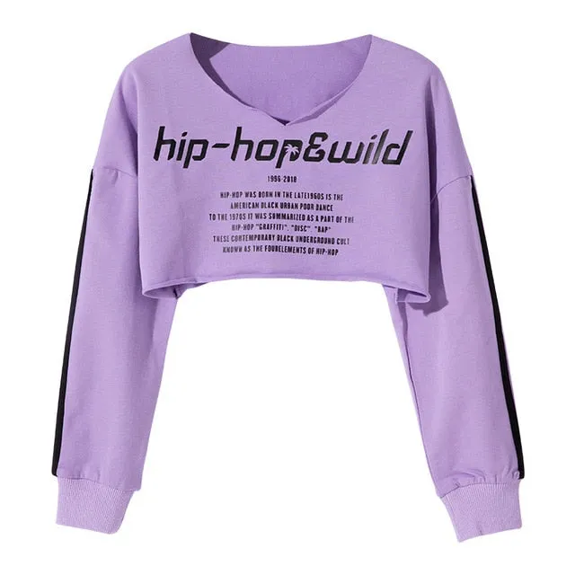 #HH456 Hip Hop Costume-Purple Long Sleeve Tops- Camouflage Pants- Black Vest