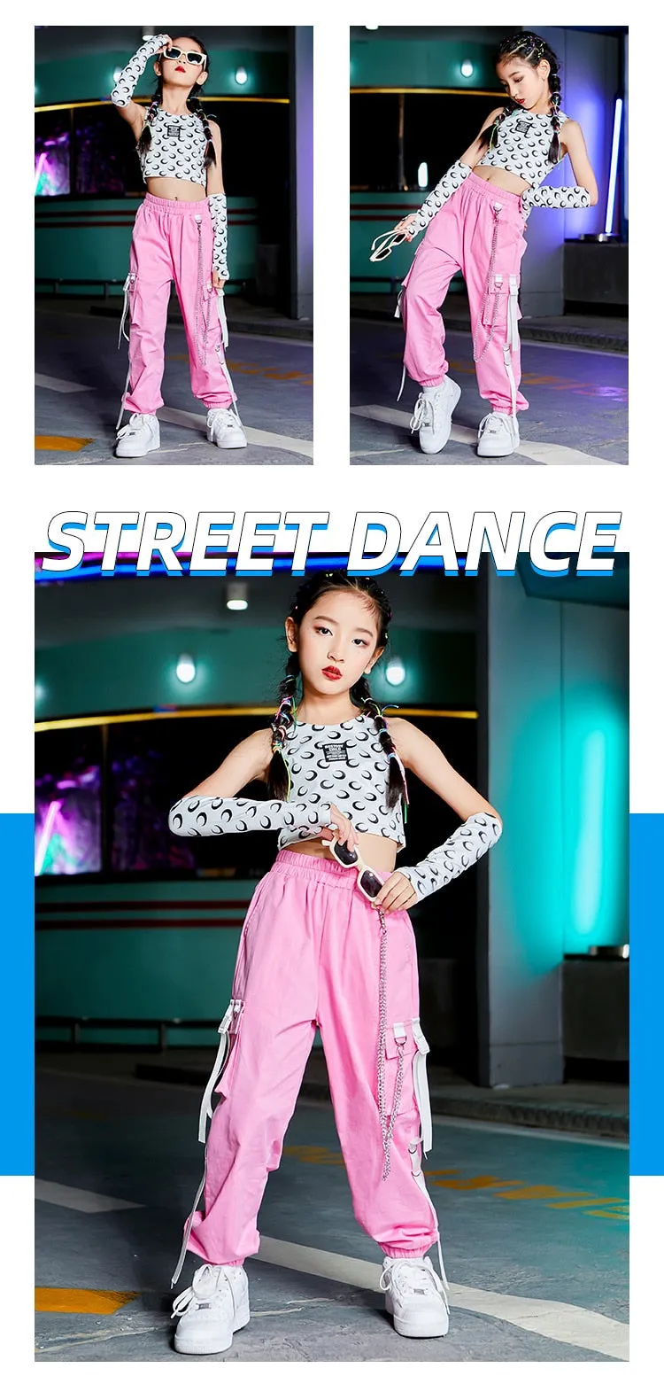 #HH8317 Hip-Hop Street Dance - Girl Sets- K-pop Outfit Crop Tops Cargo Pants