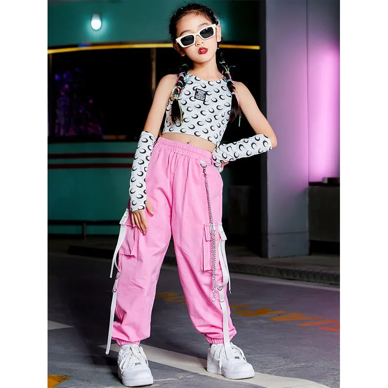 #HH8317 Hip-Hop Street Dance - Girl Sets- K-pop Outfit Crop Tops Cargo Pants