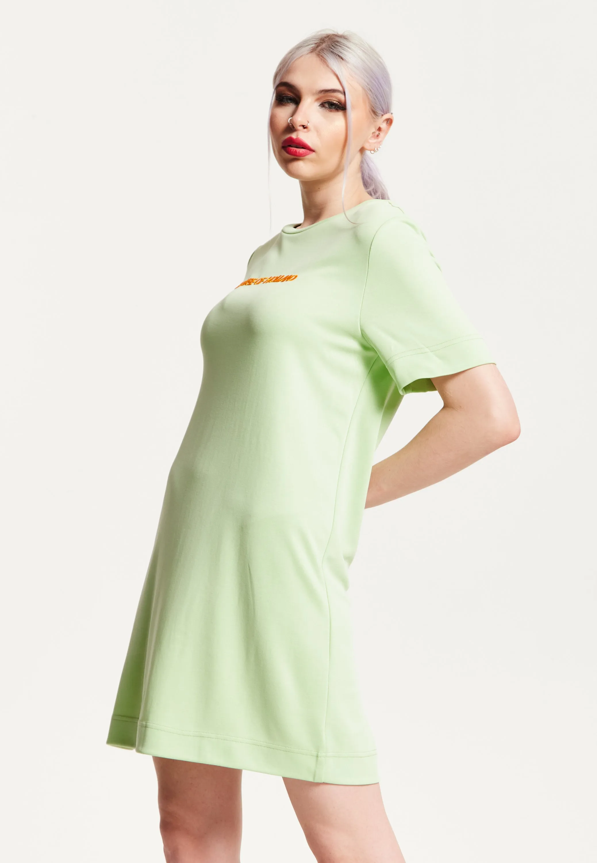 House Of Holland Sage Tencel T-Shirt Dress With Logo Embroidery