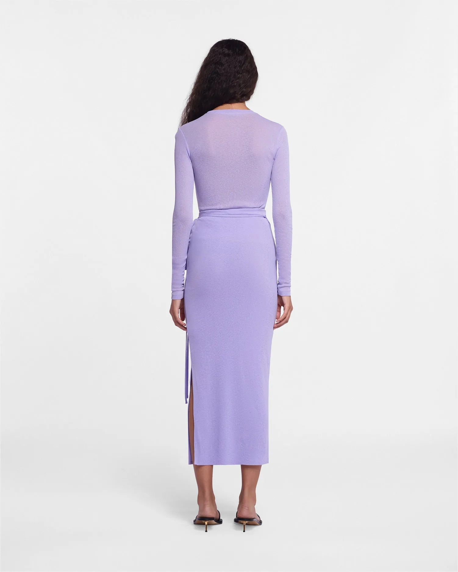 Inaya - Sale Mesh-Jersey Wrap Midi Skirt - Lavender