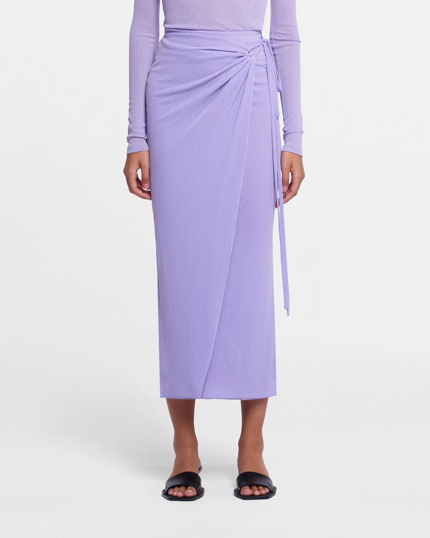 Inaya - Sale Mesh-Jersey Wrap Midi Skirt - Lavender