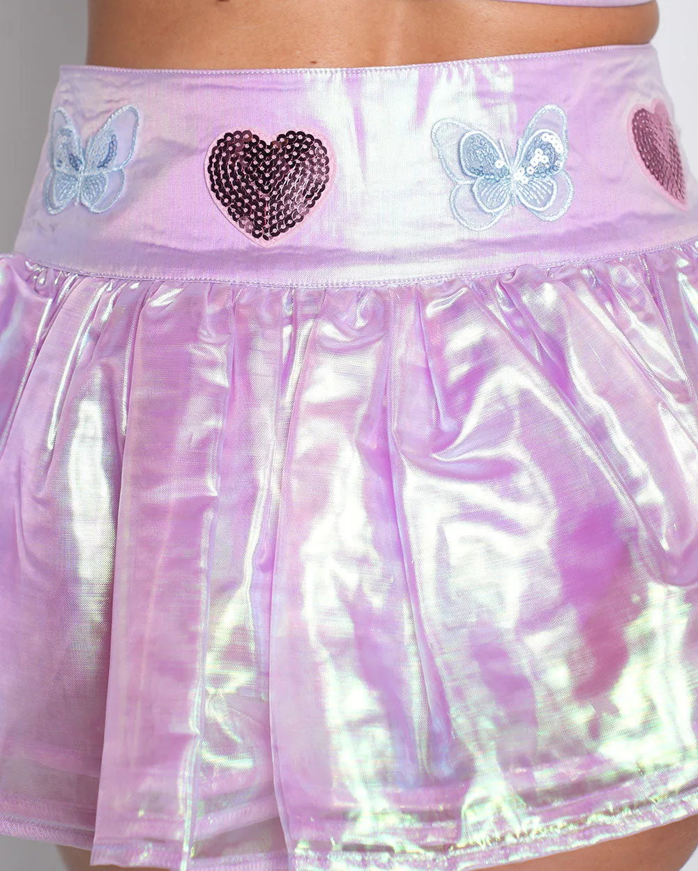 Iridescent Blush Holo Heart Skirt