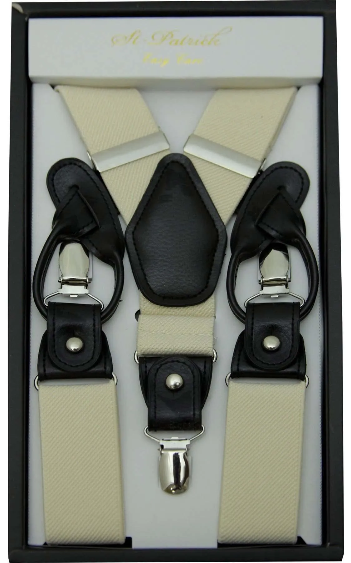 Ivory Convertible Suspender Clip & Button