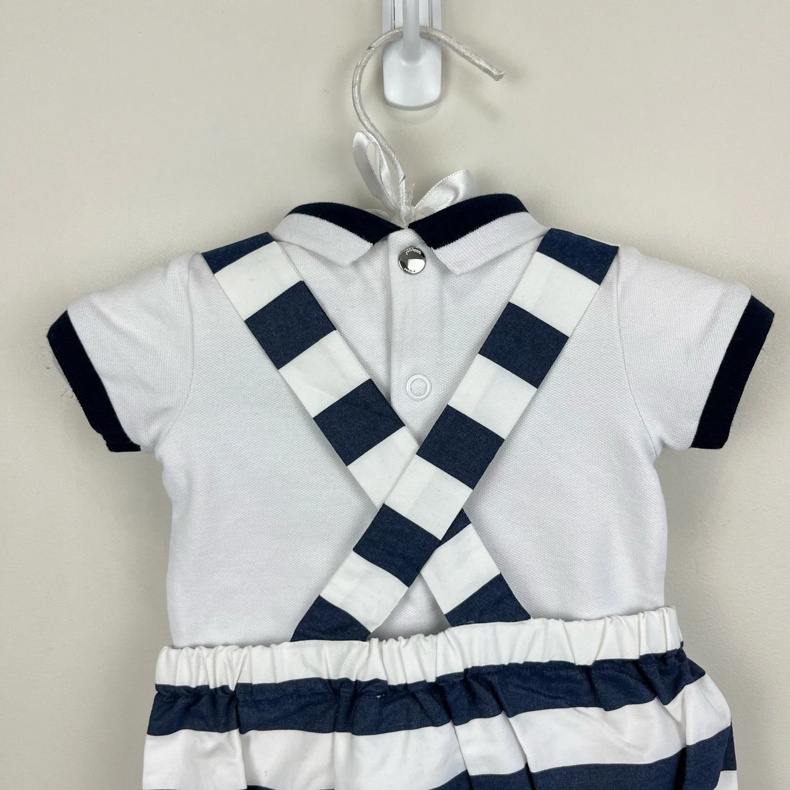 Jacadi Paris Striped Bubble Shortall Romper Set 3 Months