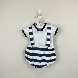 Jacadi Paris Striped Bubble Shortall Romper Set 3 Months