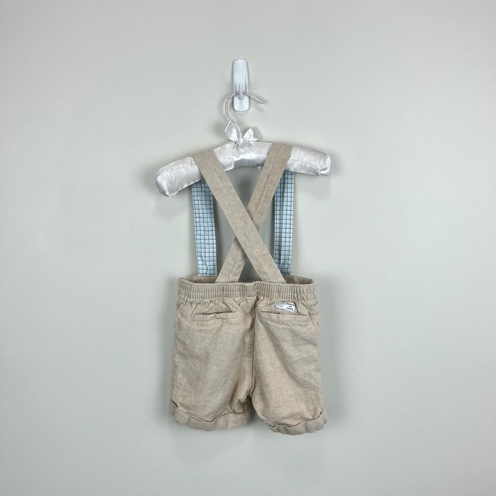 Janie and Jack Linen Suspender Shorts 12-18 Months