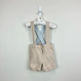 Janie and Jack Linen Suspender Shorts 12-18 Months