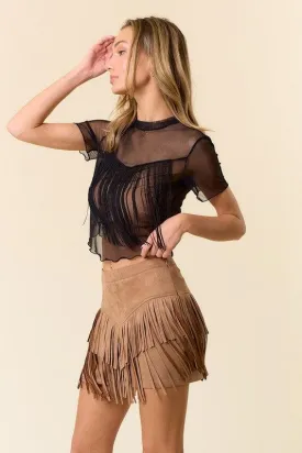 Johnny Suede Fringe Skirt